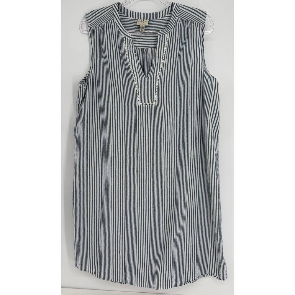 St Johns Bay Womens Navy Blue White Striped Sleeveless Shift Dress Sz XL